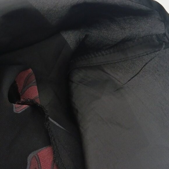 H&M Skirt Black Pink Floral Belted Midi Flowy Womens Size 10 - Picture 7 of 7